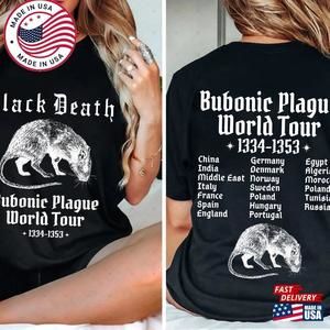 Funny Meme T-Shirt Bubonic Plague World Tour  Cringe Shirt 2 Sided